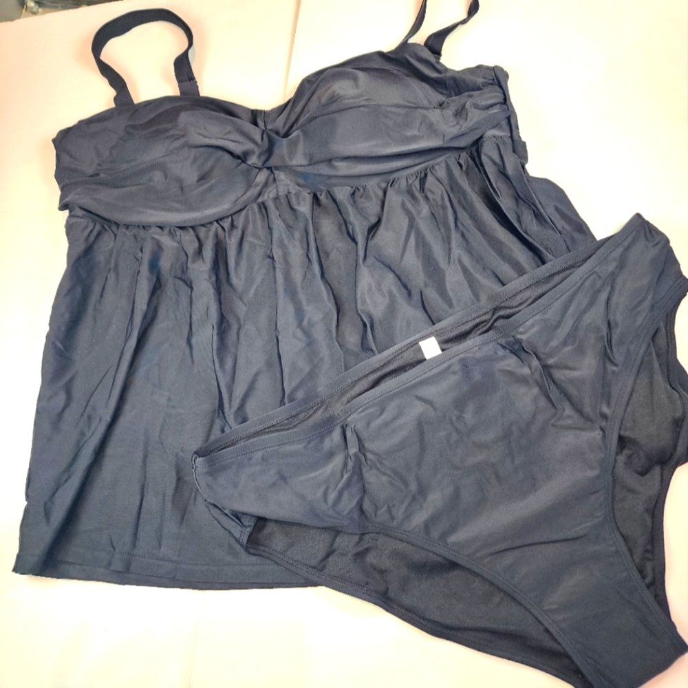 New Plus Size Tankini 2‎ Piece Swimsuit Modest High Waist Full Coverage 3X